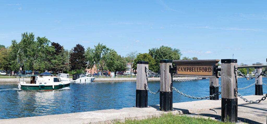 A sign in Campbellford ontario learn about the history of campbellford